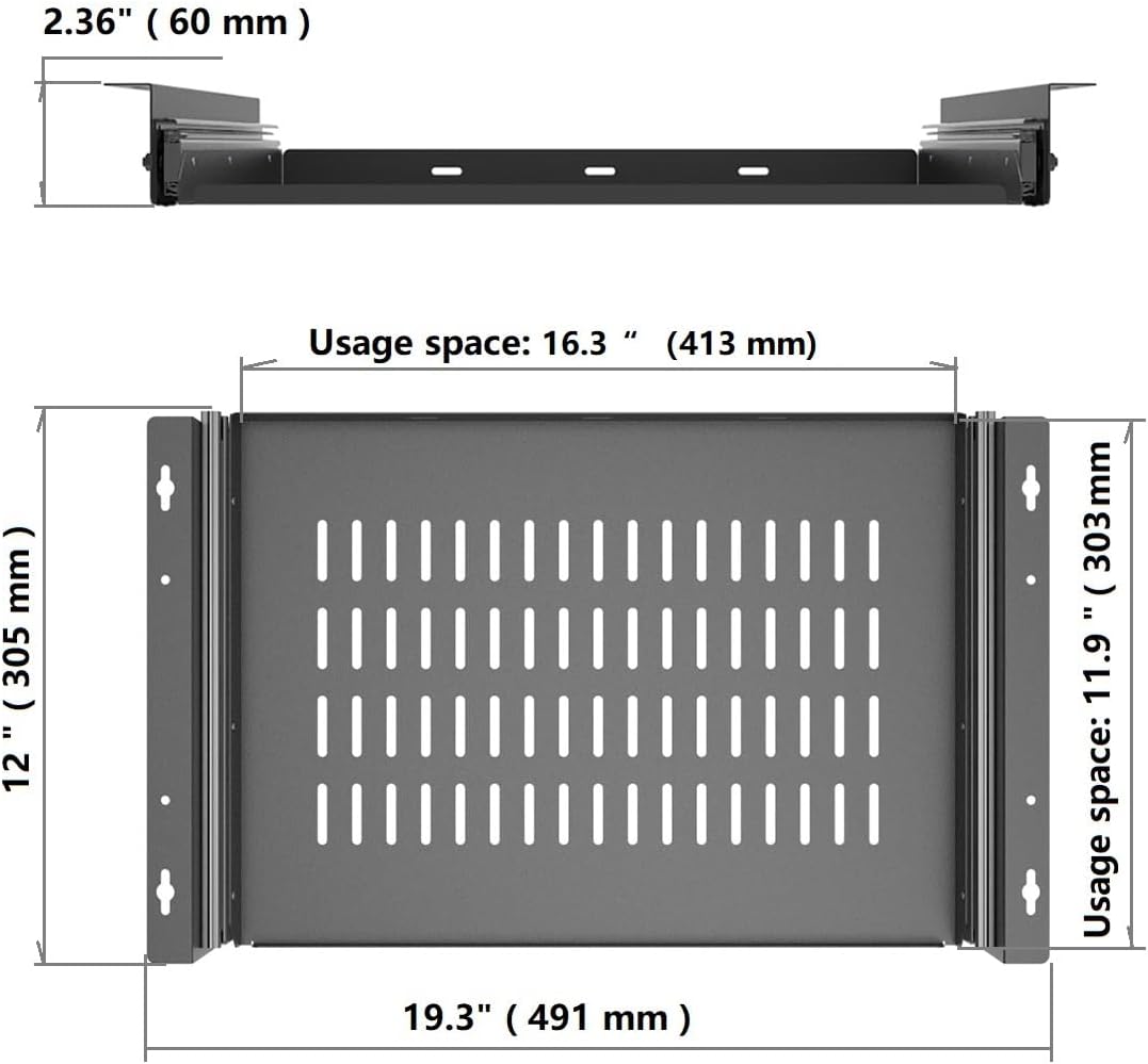 Sliding Under Desk Laptop Mount Shelf with Air Vents, 16" W