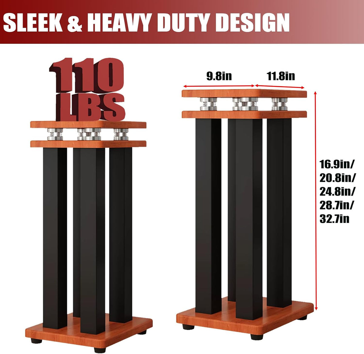 17 Inch Spring Isolation Speaker Stands, Heavy Duty 110lbs Pair