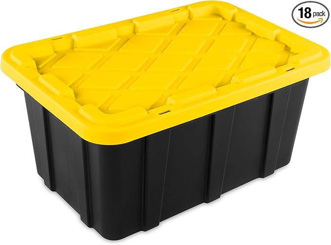 Sterilite 18-Pack Stackable Storage Bins, Heavy Duty Totes w/Lids, 17 Gallon by Sterilite