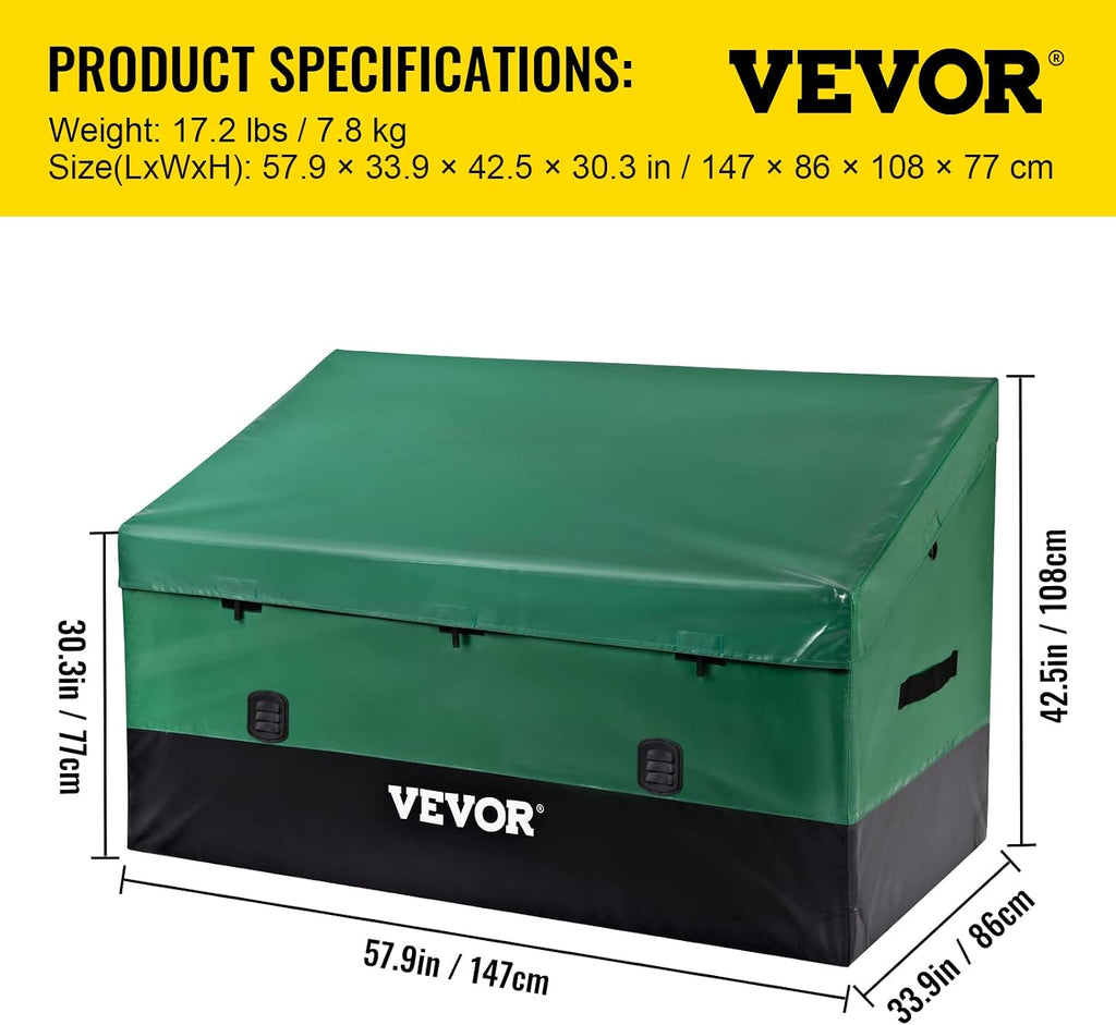 vevor outdoor storage box, 230 gallon waterproof pe on a desk or shelf