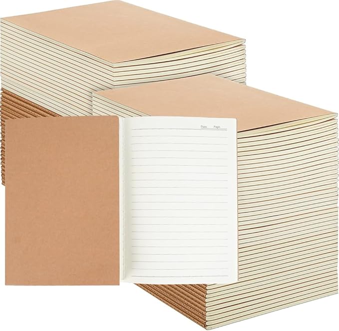 90pack Bulk A5 Journal Notebook, Kraft Cover 80 Pages Lined Paper Journal by LIONSOULDISCOUNT