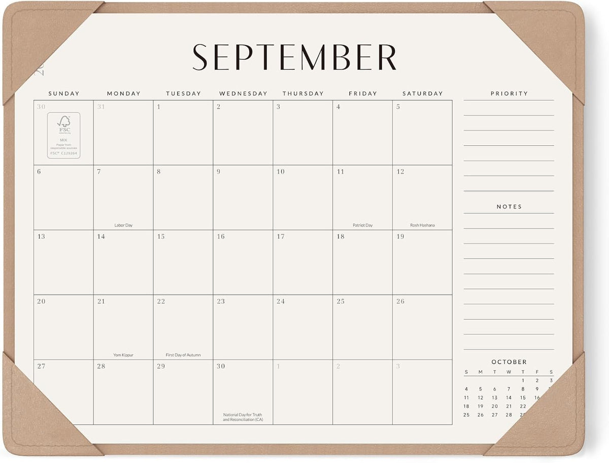 Jotsome Large Desk Calendar 2026-2027 with Protective Mat 22"x17"