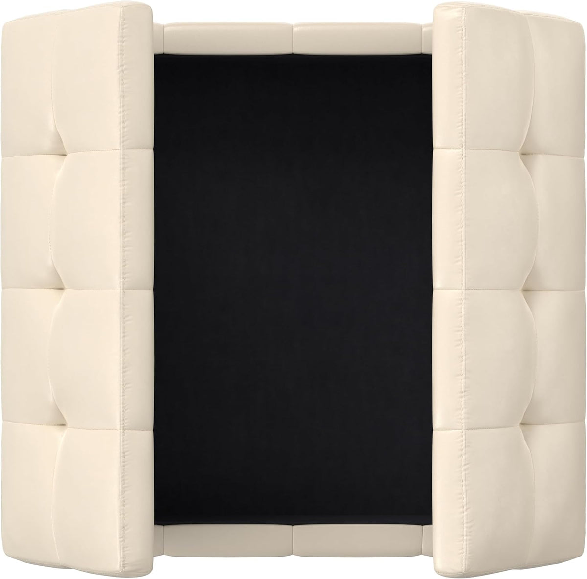 SIMPLIHOME Dover 36" Wide Vegan Leather Storage Ottoman in Satin Cream