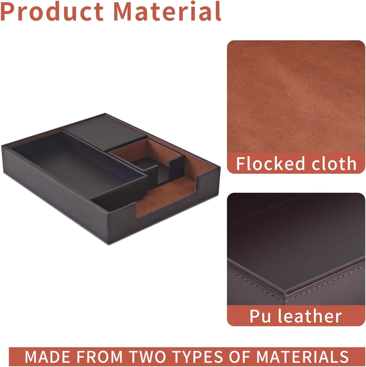 4 Pack Leather Office Supplies/Desk Organizer for Letter Paper Tray,Sticky No...