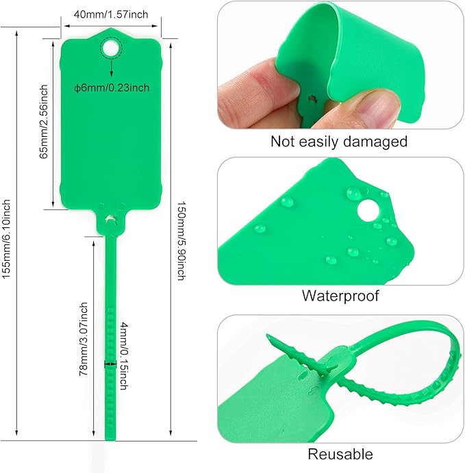 100pcs Blank Plastic Tags for Labeling Reusable Hanging Tags Ties Key Tag - Image 3