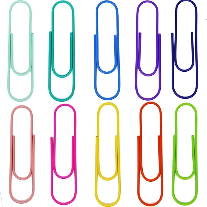 CasaVibe 50 Pack 4 Inches Jumbo Paper Clips, Vinyl Coated Multicolored Extra - Image 3