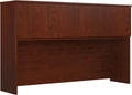 Pemberly Row Engineered Wood 60" x 36" Hutch, Classic Cherry Finish, Hidden Storage Behind Four Doors, Durable Office Desk Hutch for Workspace Organization