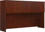 Pemberly Row Engineered Wood 60" x 36" Hutch, Classic Cherry Finish, Hidden Storage Behind Four Doors, Durable Office Desk Hutch for Workspace Organization