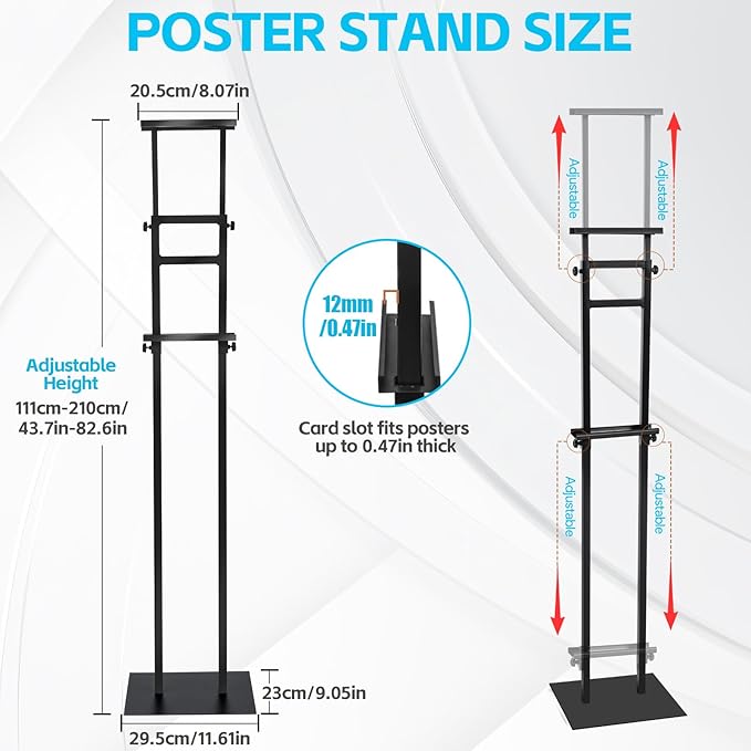 Noliven 4 PCS Adjustable Poster Stand, Double-Sided Freestanding Pedestal Sign - Image 3