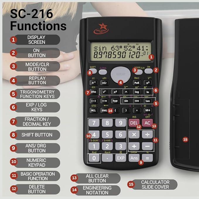 SC 216 Non Graphing Scientific Calculator - Image 3