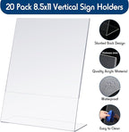 Jetec 20 Packs 8.5 x 11 Acrylic Sign Holder Clear Plastic Frames Acrylic - Image 4