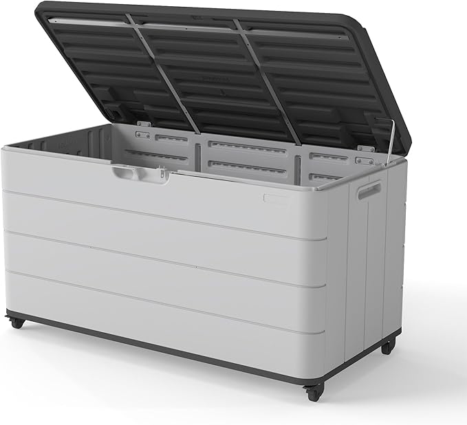 PATIOEASY 100GAL Square Storage Box White，Waterproof Resin Storage Bin - Image 2