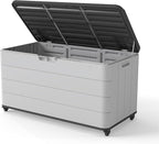 PATIOEASY 100GAL Square Storage Box White，Waterproof Resin Storage Bin - Image 2