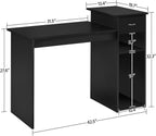 Yaheetech Black Computer Desk and Chair Set with Drawer, Shelves, Mesh Seat | Particle Board and MDF Build a Sturdy Desk with a Drawer and Elevated Platform, Paired with a Mesh Chair for Adults.