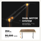 ErGear Dual Motor Standing Desk Legs for 44-90 inch Desktops, 264 lbs | 4 Memory Presets, Cable Tray, Dual Hooks, 28-47 inch Height Range, DIY Sit Stand Frame, Black Finish, Quiet Lifting, Grey