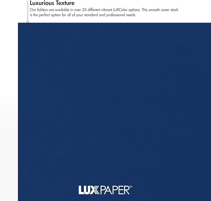 LUXPaper 9" x 12" Presentation Folders | Two Pocket | Navy Blue | 100lb. Cover - Image 5