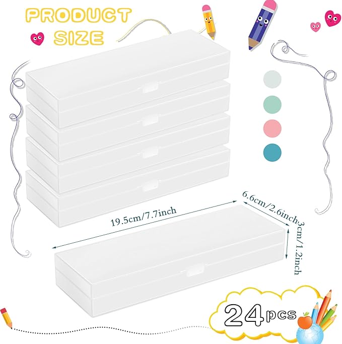 Fainne 24 Pcs Plastic Pencil Case Bulk Pencil Boxes Plastic Stationery Case - Image 2
