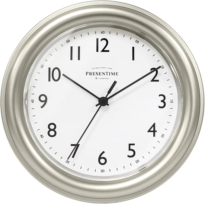 Presentime & Co. 8.5" Modern Farmhouse Essential Wall Clock, Silent Non Ticking by Presentime
