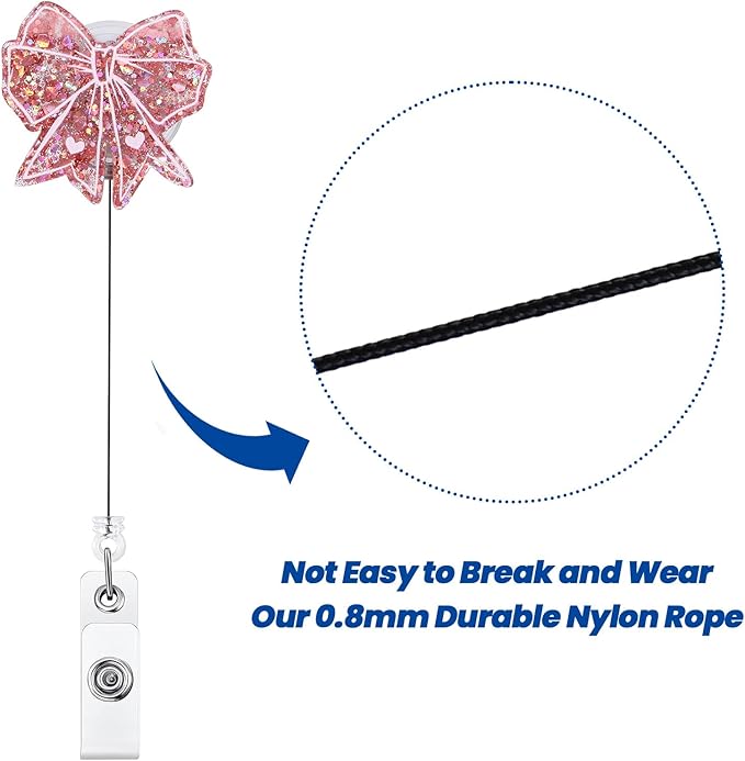 Cute Pink Bow Badge Reel | Retractable ID Card Badge Holder | Name Tag Work - Image 5