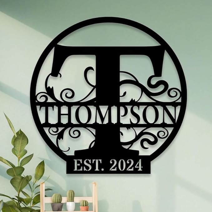 Custom Metal Signs | Personalized Monogram Name Sign | Outdoor Wall Art by AVAGift