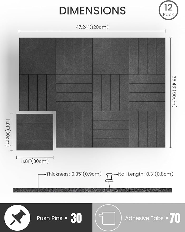 Bumusty Large Cork Board Alternative-47 x35 Felt Bulletin Board Tiles, - Image 3