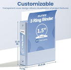 SUNEE 3 Ring Binder 1.5 Inch 1 Pack, Haze Blue - Image 7