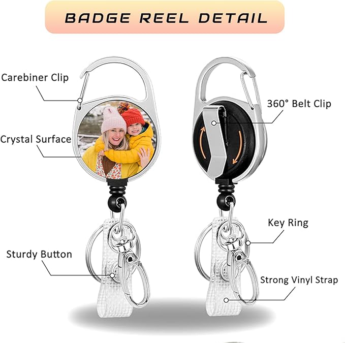 Personalized Retractable ID Badge Holder Clip, Customized Badge Reel - Image 4