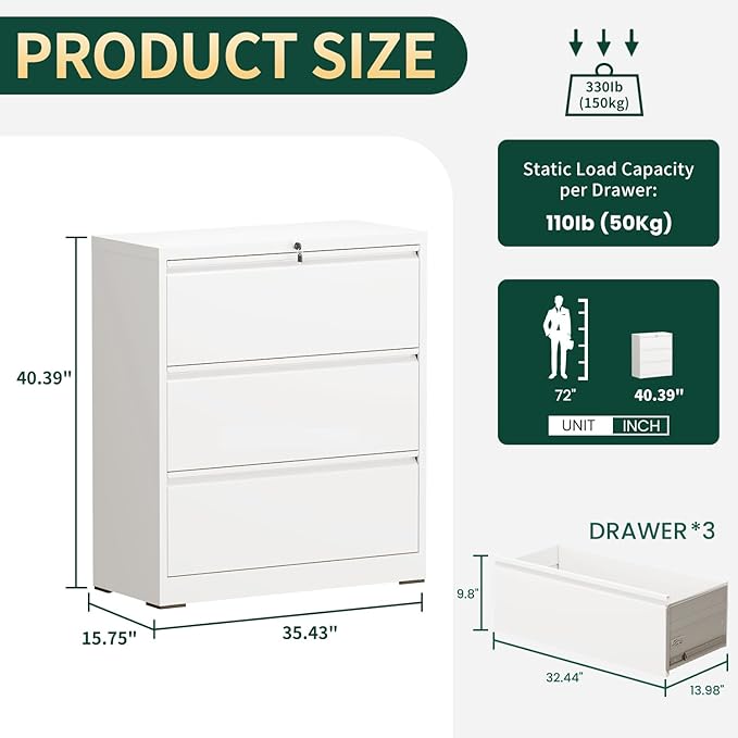 3 Drawer Lateral File Cabinet - Image 2