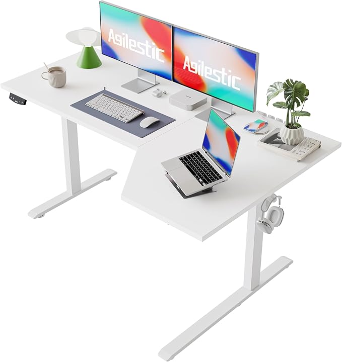 Agilestic Electric Standing Desk, L-Shaped 59 Inches Height Adjustable Desk by Agilestic