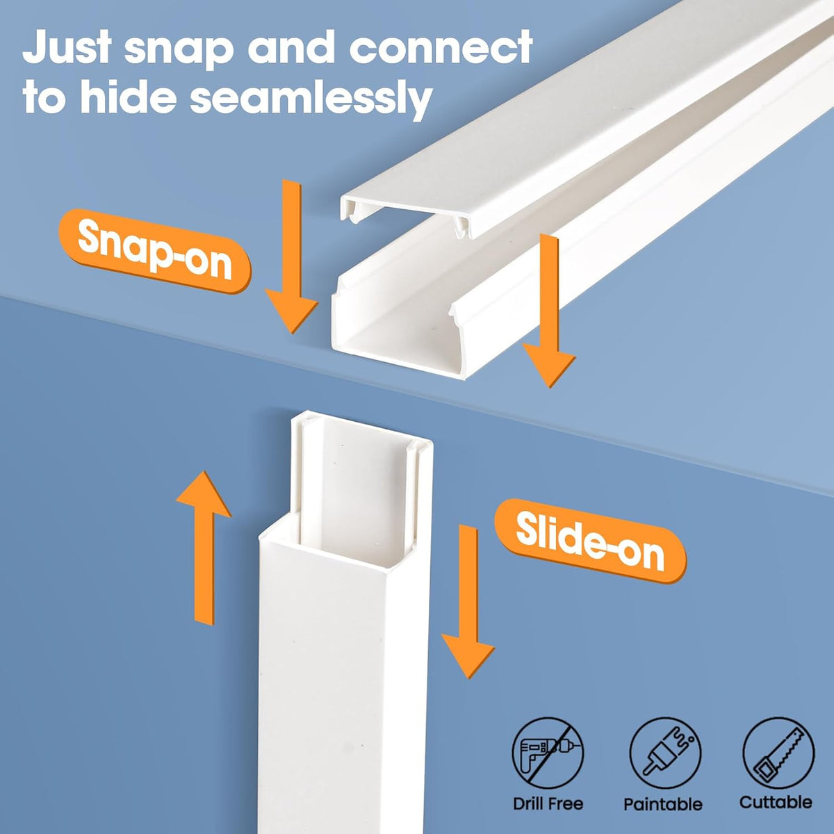 1260in Cord Hider Kit, Cord Covers for Wires on Wall, Paintable Cable Raceway...