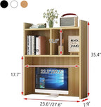 Wooden Dorm Desk Hutch White,Desktop Bookshelf for Computer Desk,3-Tier Countertop Display Rack,Desk Accessories Workspace Organizers for Home Office(31.5″W×7.9″D×35.4″H, White)