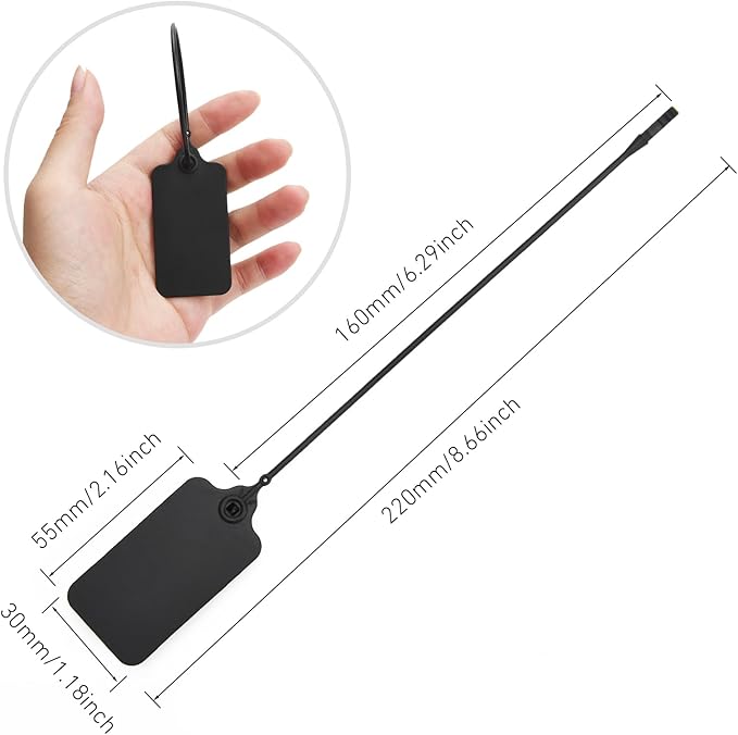 100 Black Blank Plastic Tags for Labeling Waterproof Hanging Labels Writable - Image 3