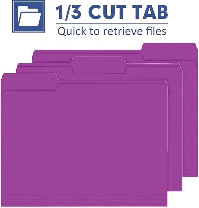 File Folder, PANDRI 120 Pack File Folder, 1/3 Cut Tab, Letter Size, Filing - Image 3