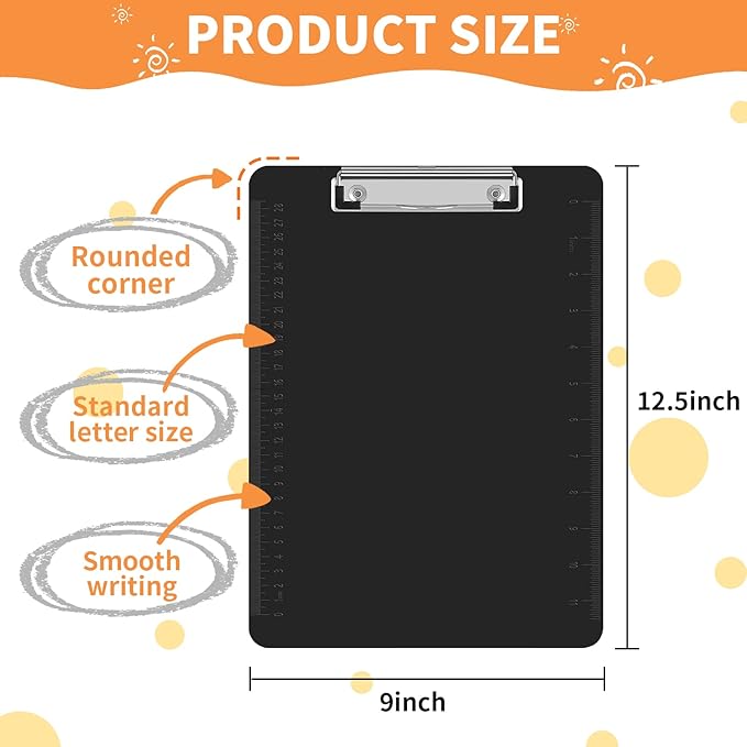 Black Clipboards, PANDRI 26 Pack Plastic Black Clipboards - Image 2