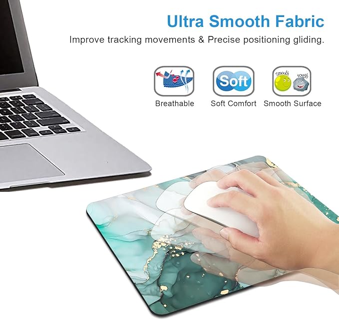 IMAYONDIA Turquoise Marble Mousepad, Computer Mouse Pad Teal, Luxury Swirl Mice - Image 4