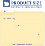 File Folder, PANDRI 120 Pack File Folder, 1/3 Cut Tab, Letter Size, Filing - Image 2
