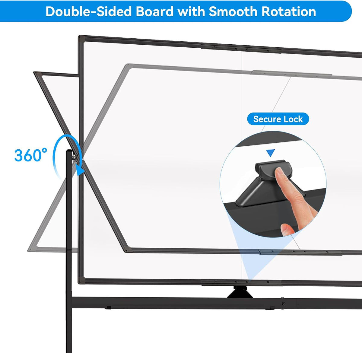 Maxtek Rolling Whiteboard 72x48 Large Double-Sided Magnetic Board(Black)