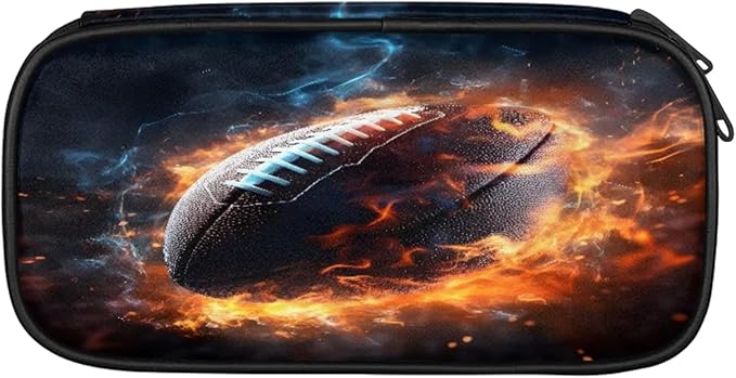 Pardick American Football Fire Pencil Case，Big Capacity Pencil Pouch Coin Pouch - Image 2