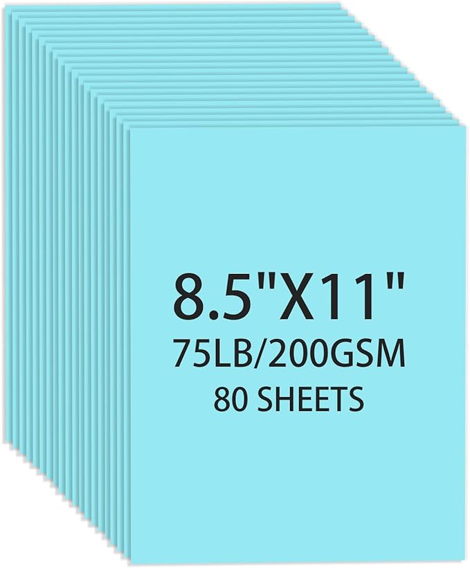 Light Blue Cardstock 8.5 X 11, 80 Sheets Card Stock, 75lb/ 200gsm Copy Paper by Ciphyfee