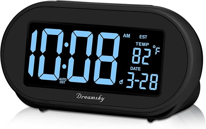 DreamSky Alarm Clocks for Bedrooms, Auto Set Digital Desk Clock for Bedside by DreamSky