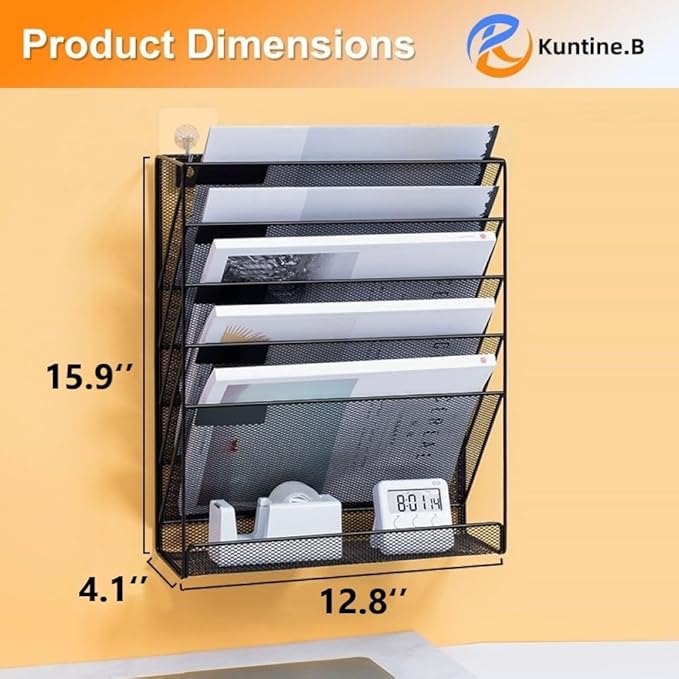 Kuntine.B 6-Tier Wall File Organizer Hanging File Organizer Cubicle Organizer - Image 2