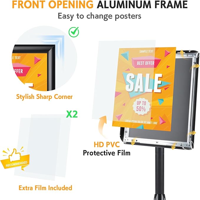 RedChili Sign Holder Stand 8.5x11 Inch, Adjustable Floor Standing Sign Holder - Image 5