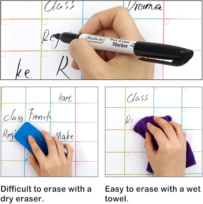 Shuttle Art Wet Erase Markers, 15 Pack Black 1mm Fine Tip Smudge-Free Markers - Image 4