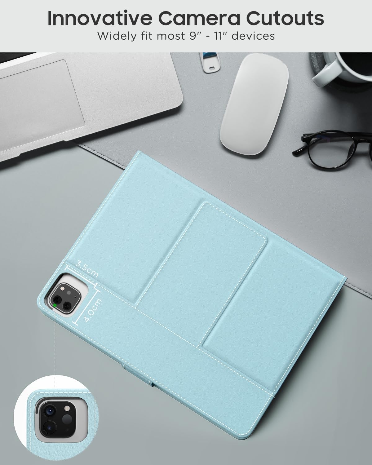 MoKo Universal QWERTY Keyboard Case Fit 9-11 Inch Tablets, Sky Blue