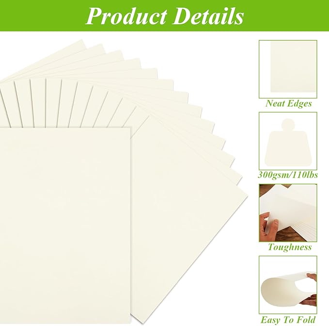 QTLCOHD 200 Sheets Cream Cardstock 8.5 x 11 Off White Cardstock 110lb Ivory - Image 3