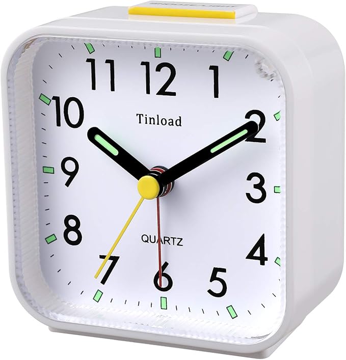 Tinload Small Battery Operated Analog Travel Alarm Clock Silent Non Ticking - Image 3