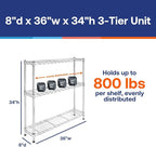 Shelving Inc. 8" d x 36" w Chrome Wire Shelving - Image 2