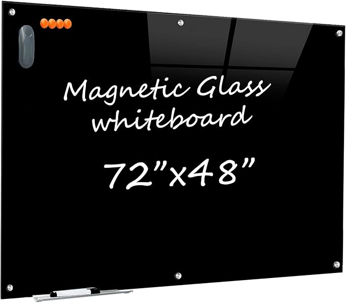 Black Glass Dry Erase Board by TWISBAY