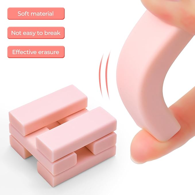 M&G 2+4 Pack Rubber Erasers Sliding Retractable Eraser, 2 Pack Cute Erasers - Image 4
