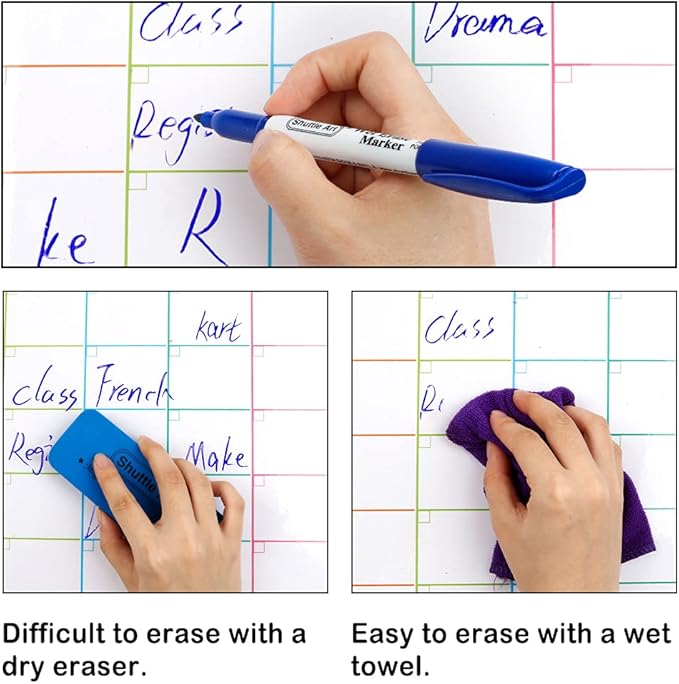 Shuttle Art Wet Erase Markers, 15 Pack Blue 1mm Fine Tip Smudge-Free Markers - Image 4
